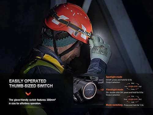 Miniatura 4 de Fenix HM71R - Linterna frontal de 2700 lúmenes con funda de transporte para faros APB-20, luz de foco recargable, luz de inundación, linterna de