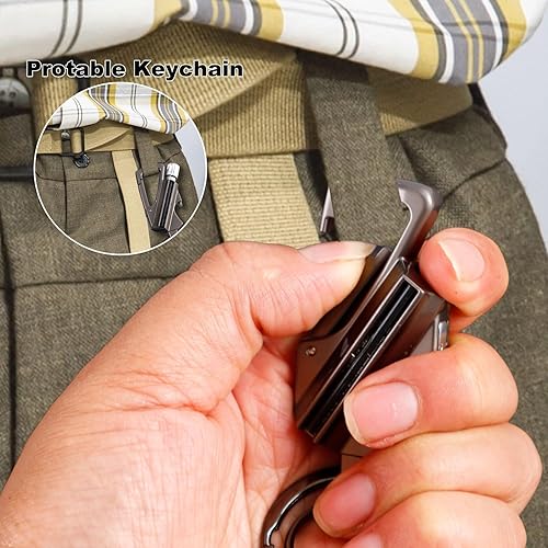 Miniatura 3 de Encendedor de llavero, paquete de 2 encendedores de queroseno de metal, reutilizable, impermeable, resistente al viento, permanente en cualquier