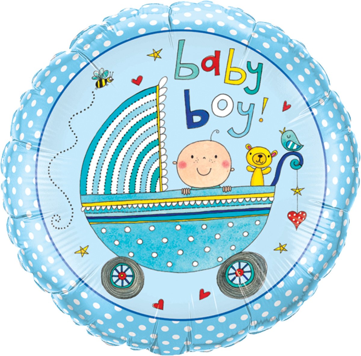 Qualatex 50253" Re-Baby Boy Stroller Round Foil Balloon, 18-Inch