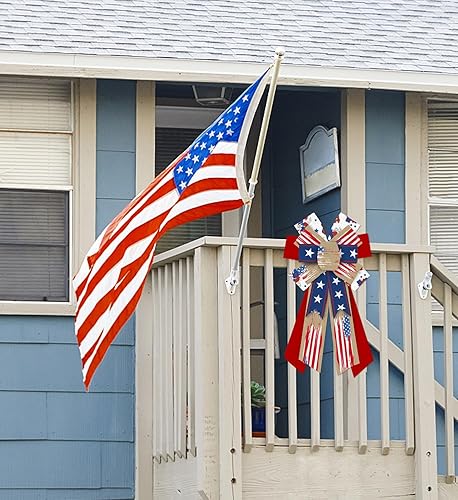 Miniatura 4 de Heureppy Arcos de corona patrióticos grandes para el 4 de julio, lazos de decoración para corona, bandera estadounidense, estrellas azules, lazos de