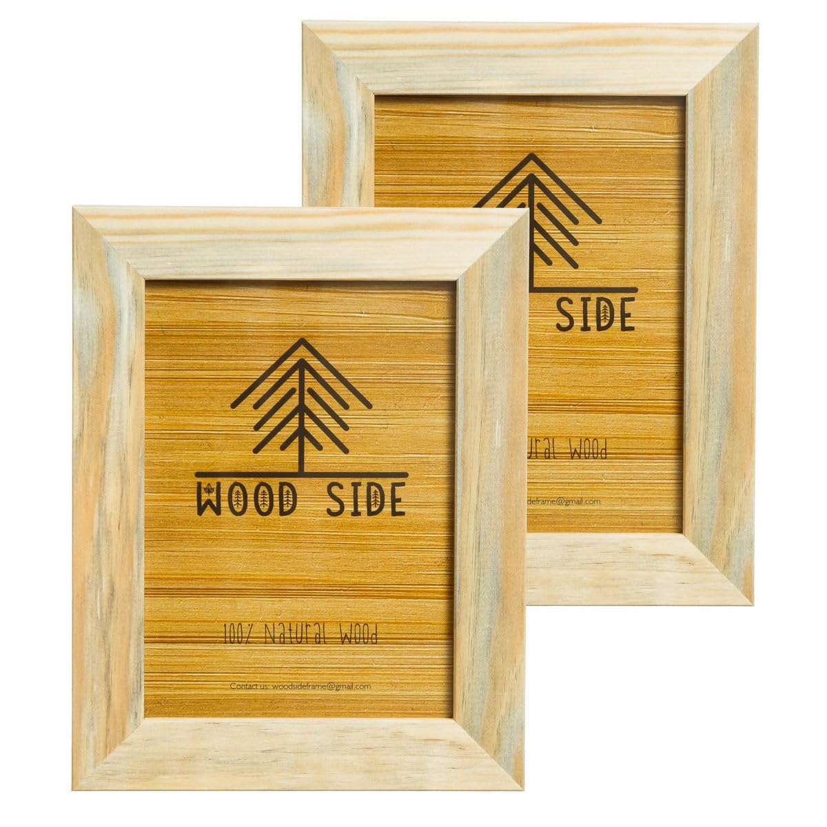 Rustic Wooden Picture Frames 4x6 - Set of 2- Natural Eco Solid Wood and High Definition Real Glass for Wall Mounting and Tabletop Display Photo Frame