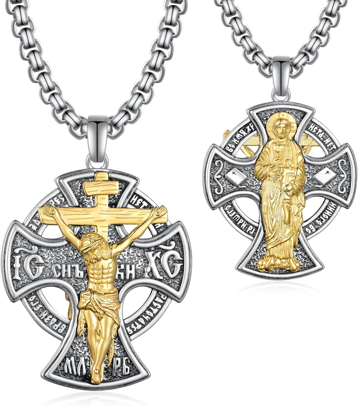 Jesus Christ Necklace 925 Sterling Silver Jesus Pendent Necklace Christian Jewelry Gifts for Men