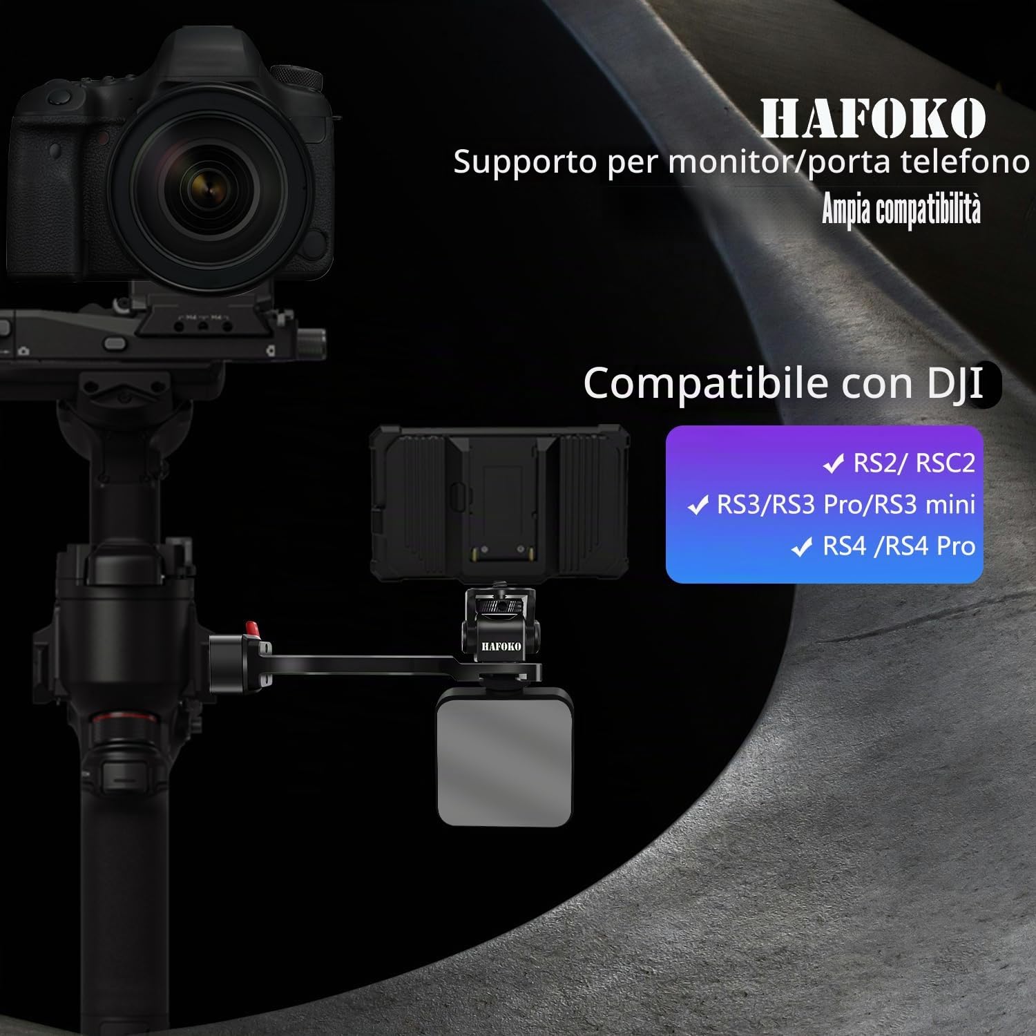 RS4 Gimbal Monitor Monta RS3 Telefono Montare Estensione Maniglia Metallo con 1/4" Freddo Scarpa Compatibile per DJI RS4/RS4 PRO/Ronin S3 /RS3 PRO/Ronin S3 Mini/RS2/RSC2 Gimbal Stabilizza