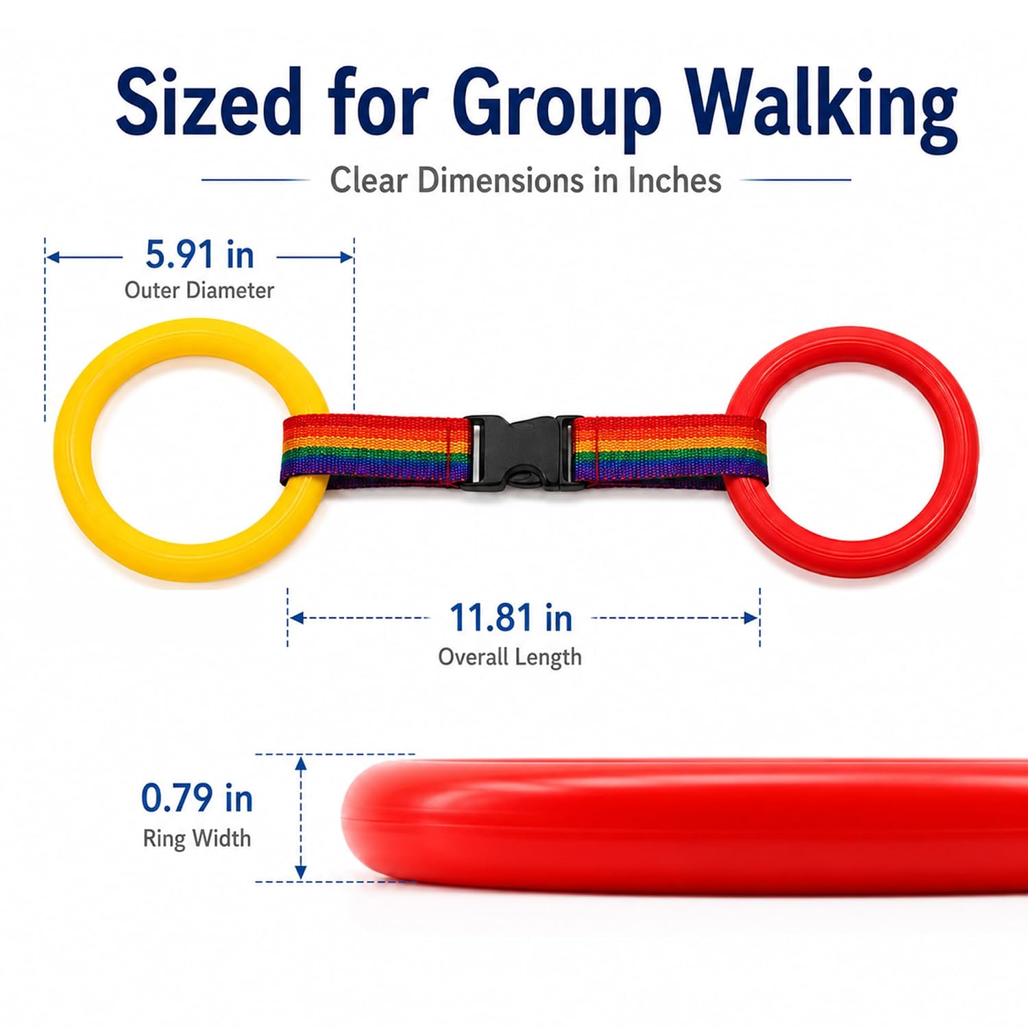 Walking Rope for Toddlers, 16-Ring Detachable Preschool Line Rope | STOP GO sign, color rings, modular sections, nylon webbing, for daycare kindergarten field trips