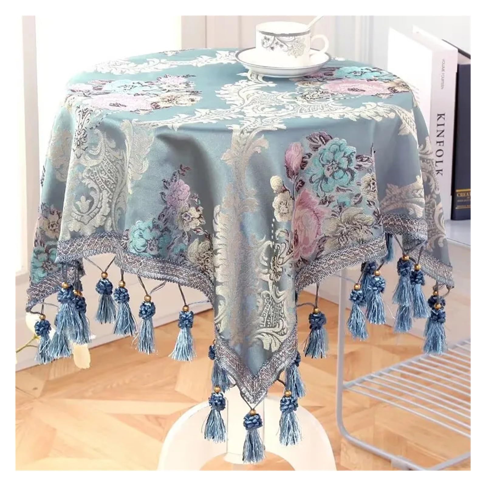 L6NqIAG Vintage Lace Tablecloth Round & Rectangular Tablecloth with Tassels, Coffee Table and Bedside Cover Cloth(Color1,130x180cm rectangle)