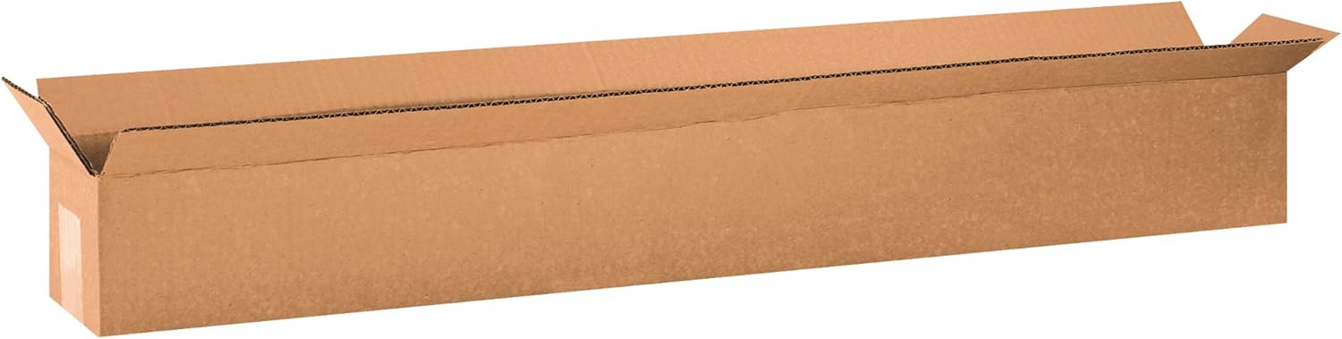 Partners Brand P3644SK Long Corrugated Boxes, 36" L x 4" W x 4" H, Kraft (Pack of 250)