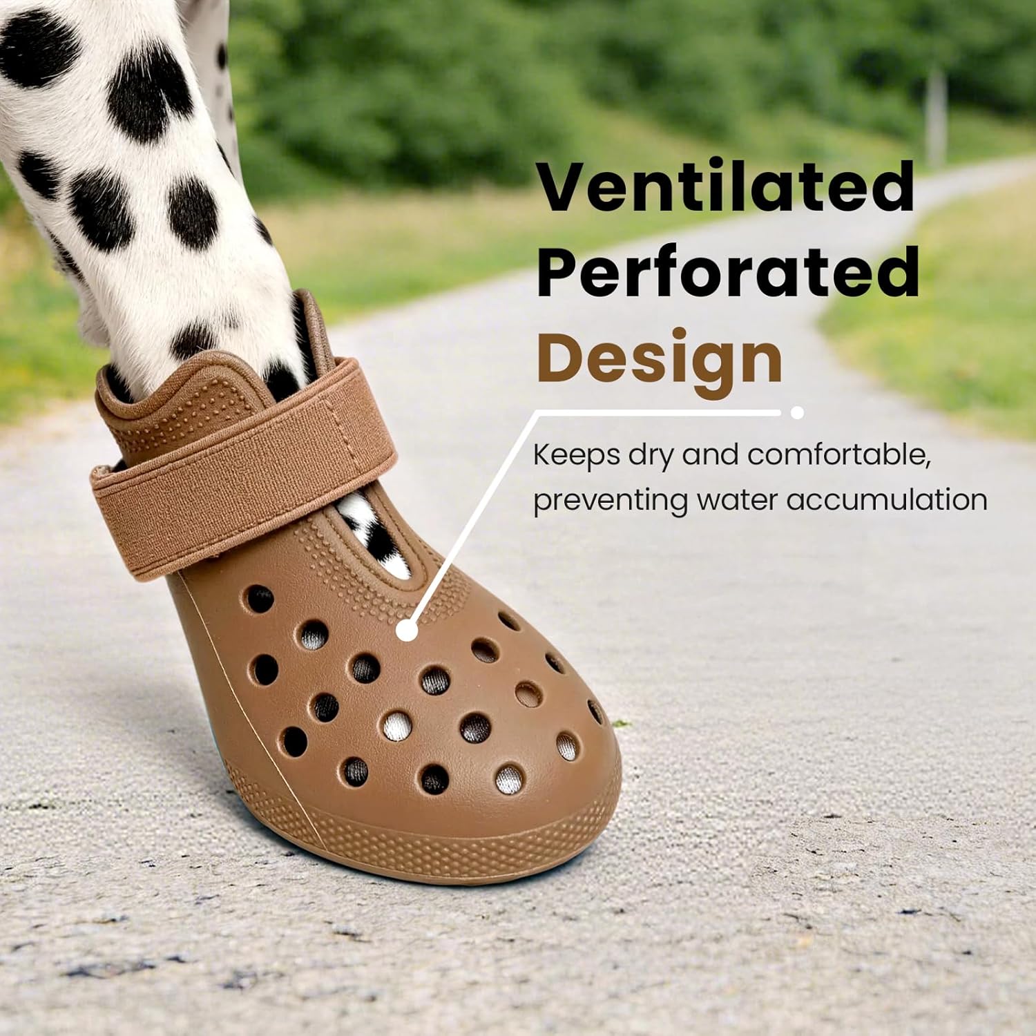Dog Shoes for Hot Pavement - Comfortable Paw Protection for Medium & Large Dogs, Adjustable Strap & Non-Slip, Easy-Clean, Outdoor Sports Boots, Dog Booties for Summer Rain (Brown, M)