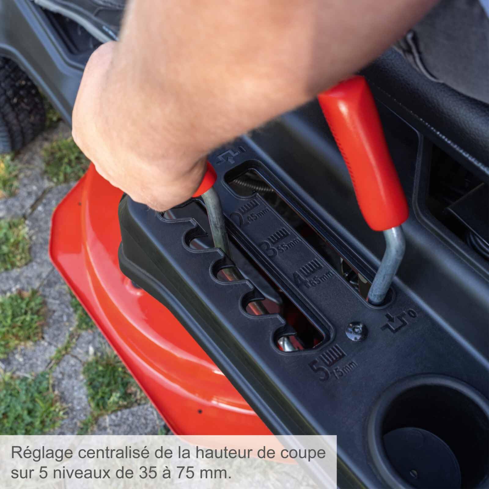 Scheppach Tondeuse autoportée Thermique MR230-61 - Moteur à Essence 4 Temps 4,4 KW/6 CV - Largeur de Coupe 61 cm - Réglage Hauteur de Coupe sur 5 Niveaux - Jardins 2600 m² - Huile + Lame incluses