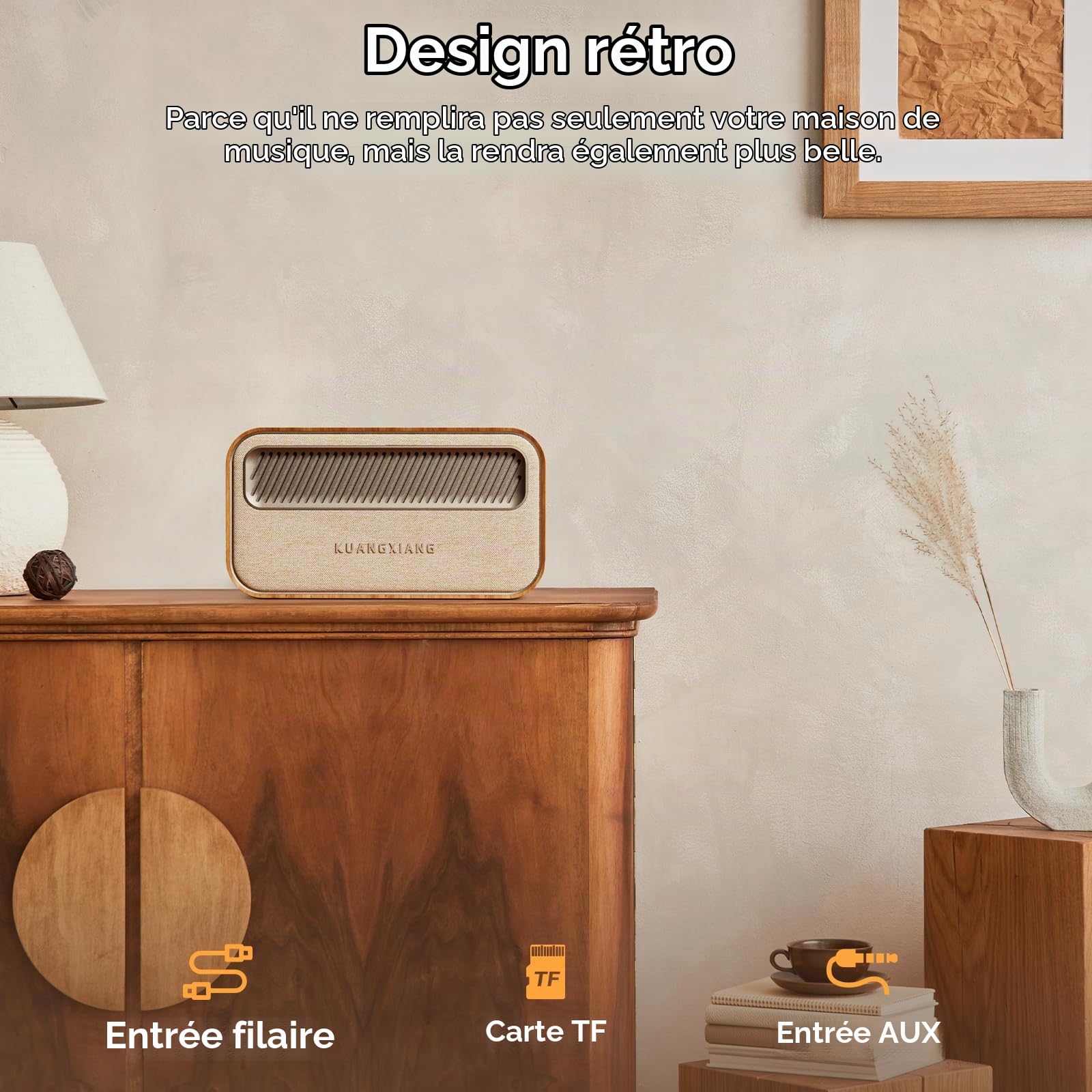 Retro Enceinte Bluetooth 5.3, 45W Enceinte Bluetooth Puissante