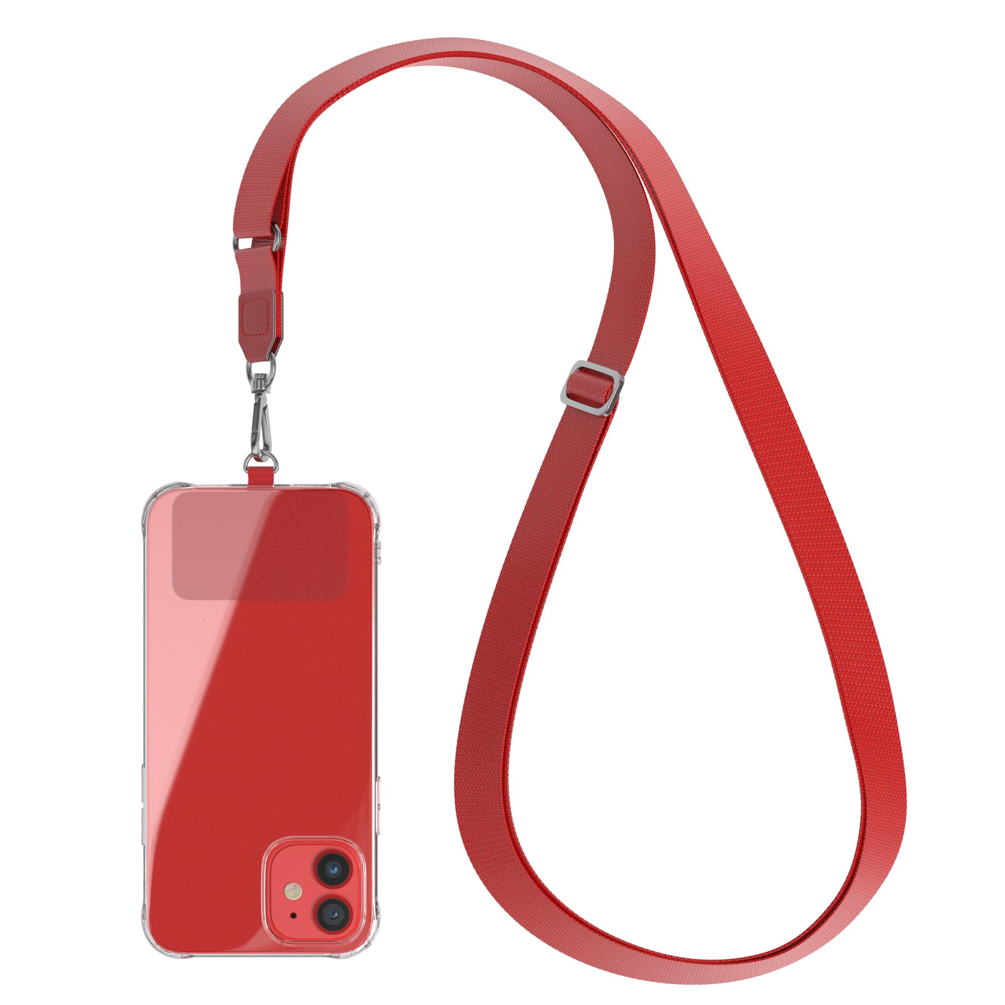 EAZY CASE catena universale per cellulare adatta a tutti gli smartphone, catena da appendere, cover con cordino, catena per smartphone da portare in giro, cinghia per cellulare, Mimetica Rosso