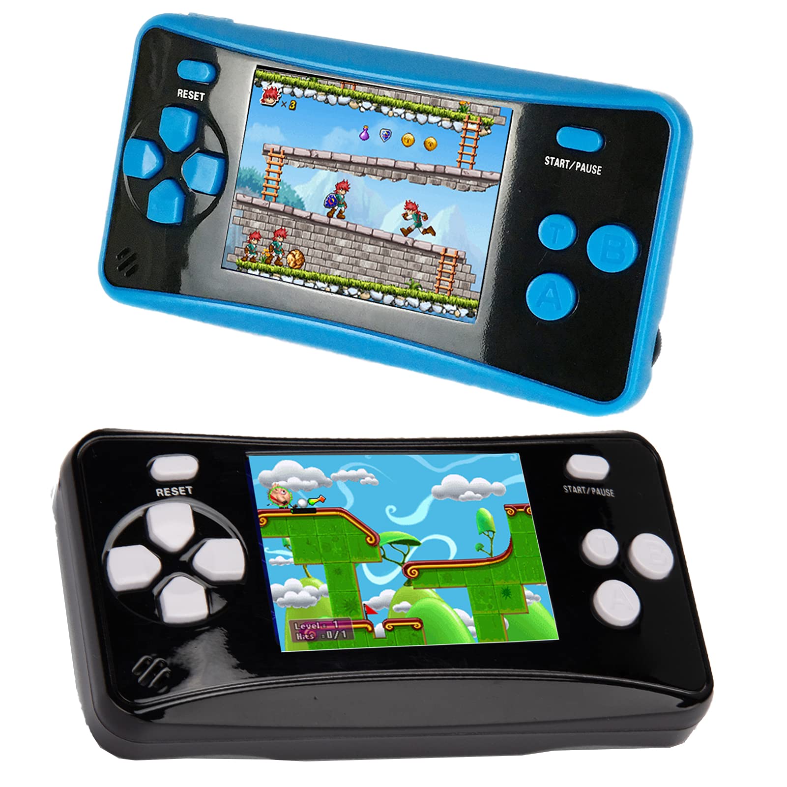Amazon.com: Blue & Black 2 Pcs，Video Game Entertain Gaming System with 182  Games in 1, 2.5" Screen Handheld Game Console for Kids, TV Output : Toys &  Games