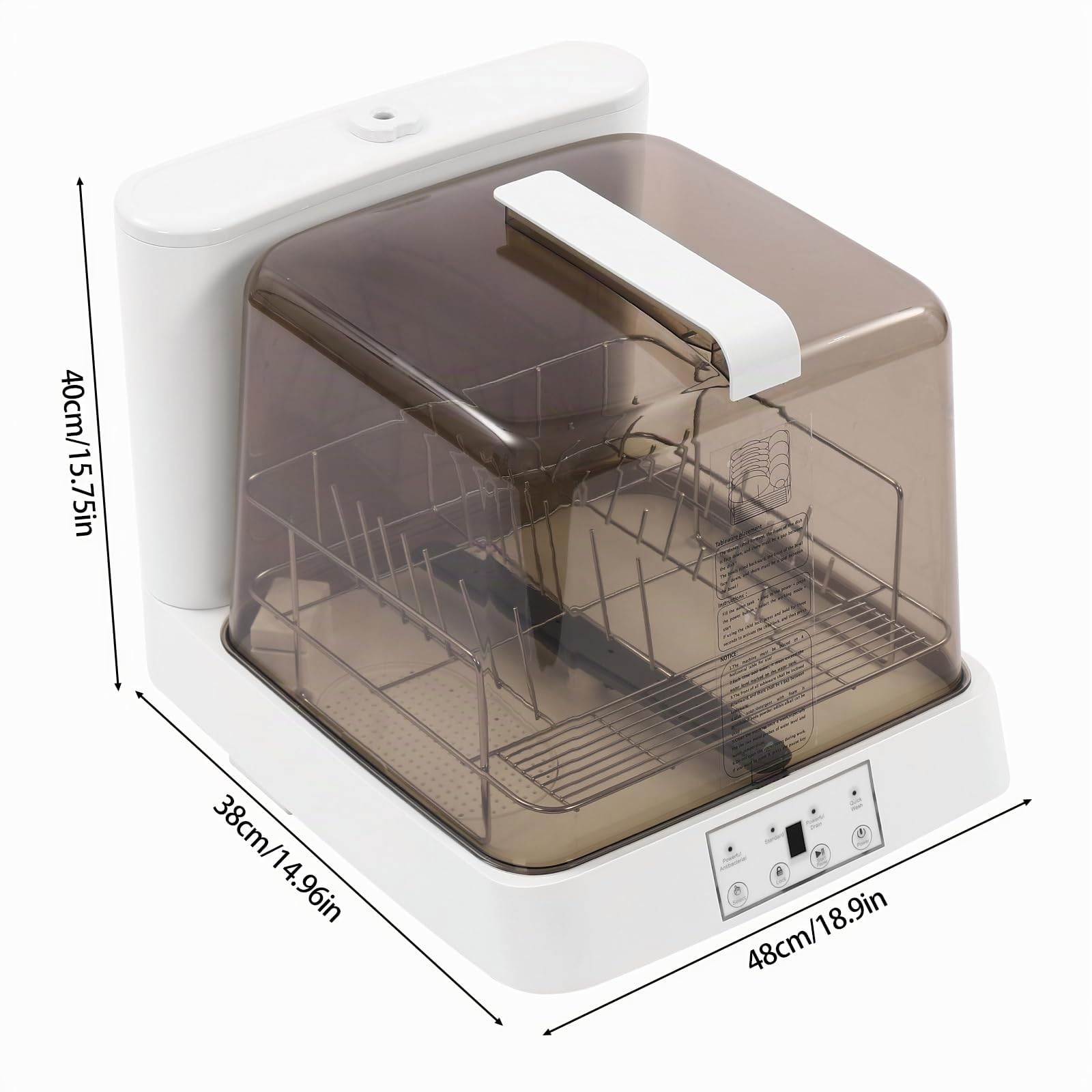 Lavavajillas Portátil Mini Con Boquilla Giratoria 360°, Lavado Automático, Depósito 6 L, Transparente para Apartamentos, Dormitorios, Barcos