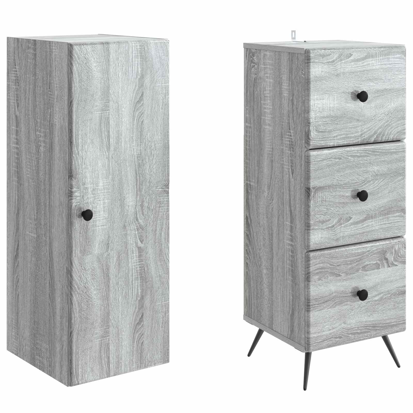 Sonoma zestaw szaf 2-częściowy, szary materiał drewnopochodny, 34,5 x 34,5 x 90 cm, z szufladą i regałem, uniwersalne przechowywanie do biura, salonu, korytarza, schowka, komoda z drzwiami