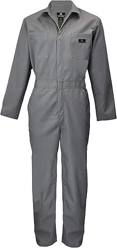 Natural Uniforms Overol de sarga de manga larga con cremallera para hombre, resistente a las manchas y a las arrugas