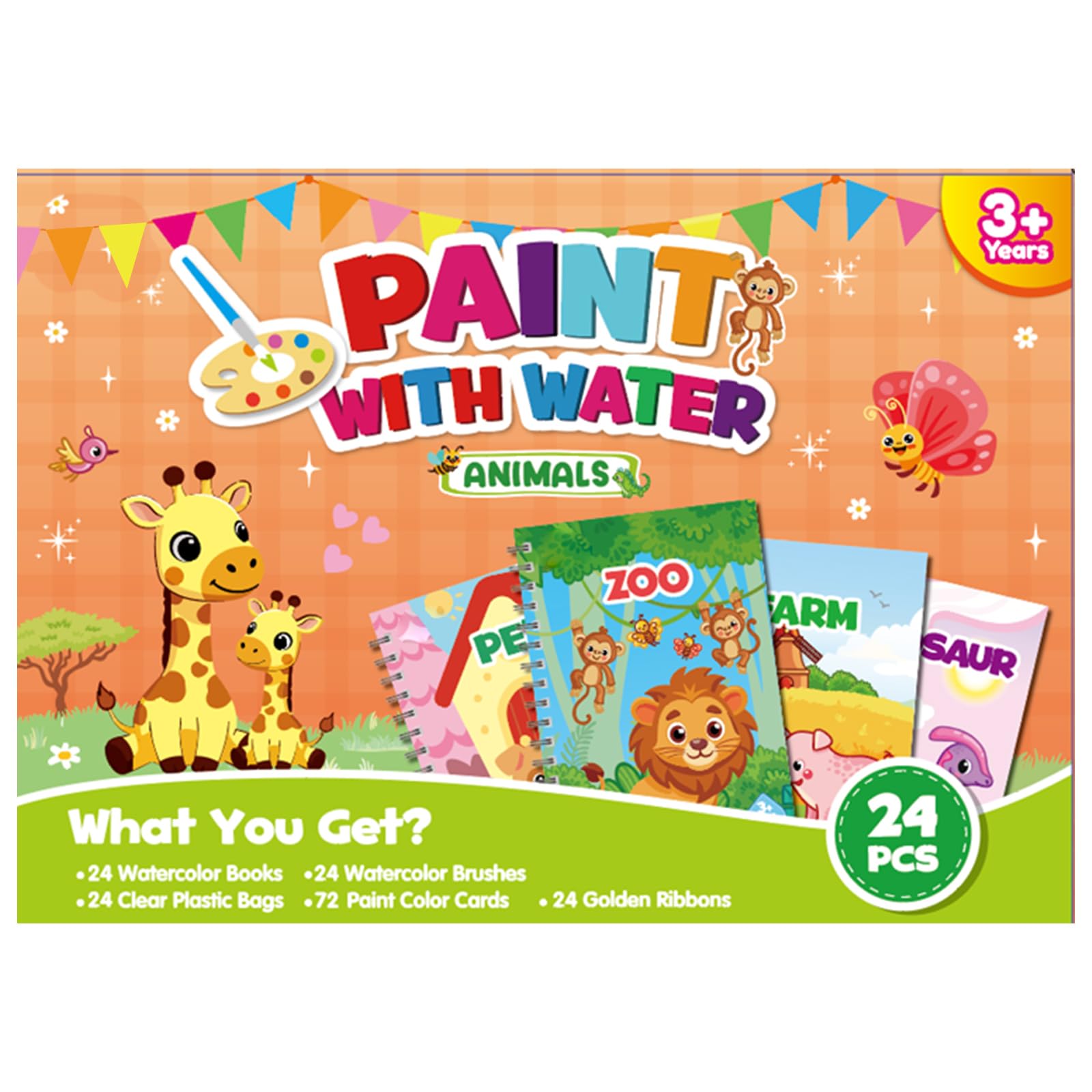 Water Colouring Books for Kids Ages 4-9, Party Bag Fillers, Mini Water Painting Books, Classroom Gifts & Birthday Gifts with Colour Mixing Art Exploration (Animals)