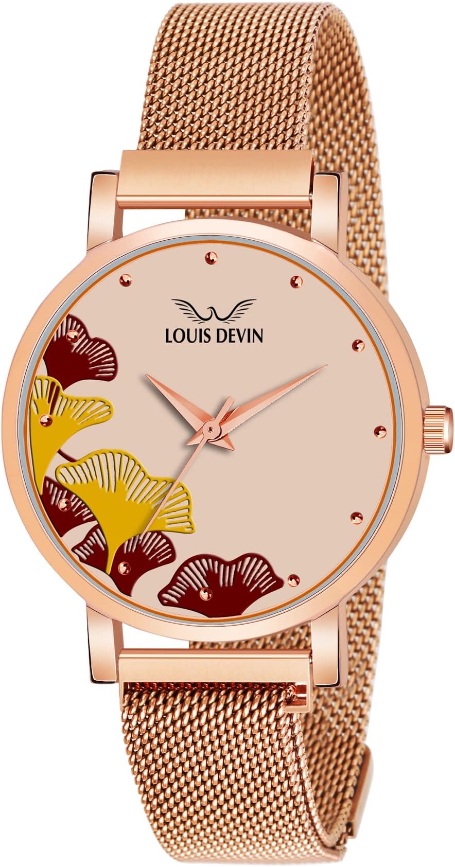 Rose Gold Plated Mesh Chain Analog Wrist Watch for Women (Black/Blue/Rose Gold Dial) | RG162