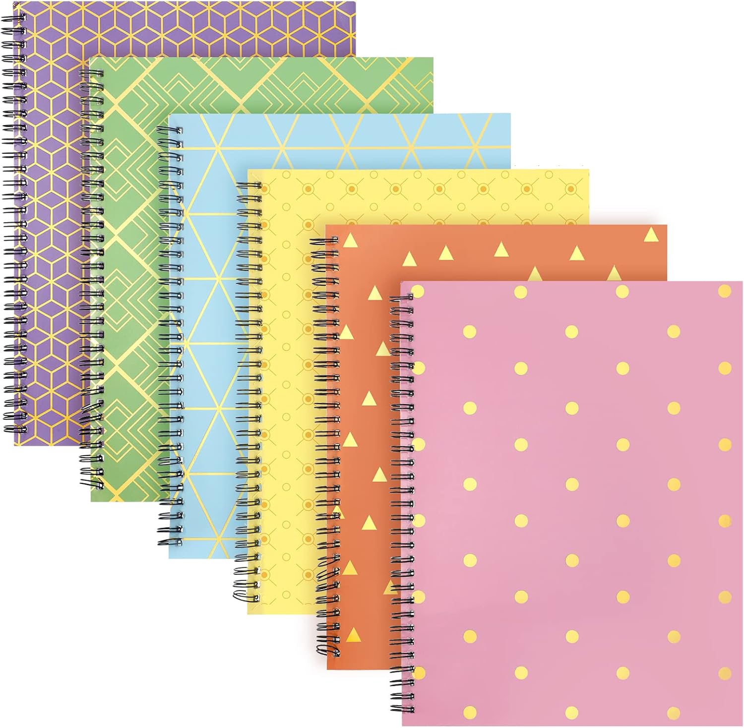 6 Pack Spiral Notebooks 11 x 8.5 Inch College Ruled Paper