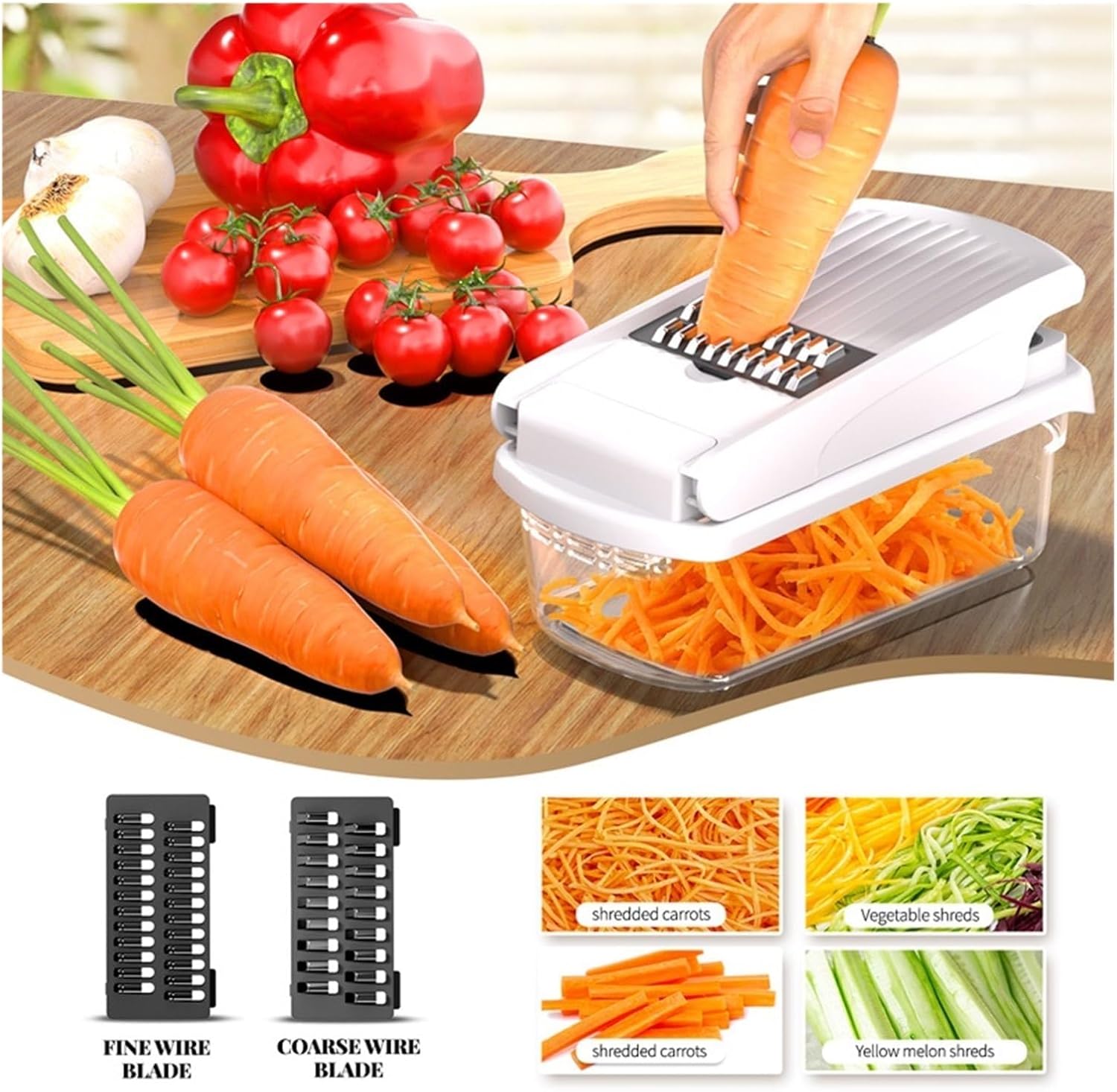 15 in 1 Multifunctional Vegetable Cutter & Cheese Slicer, Kitchen Food Chopper Dicer with Container
