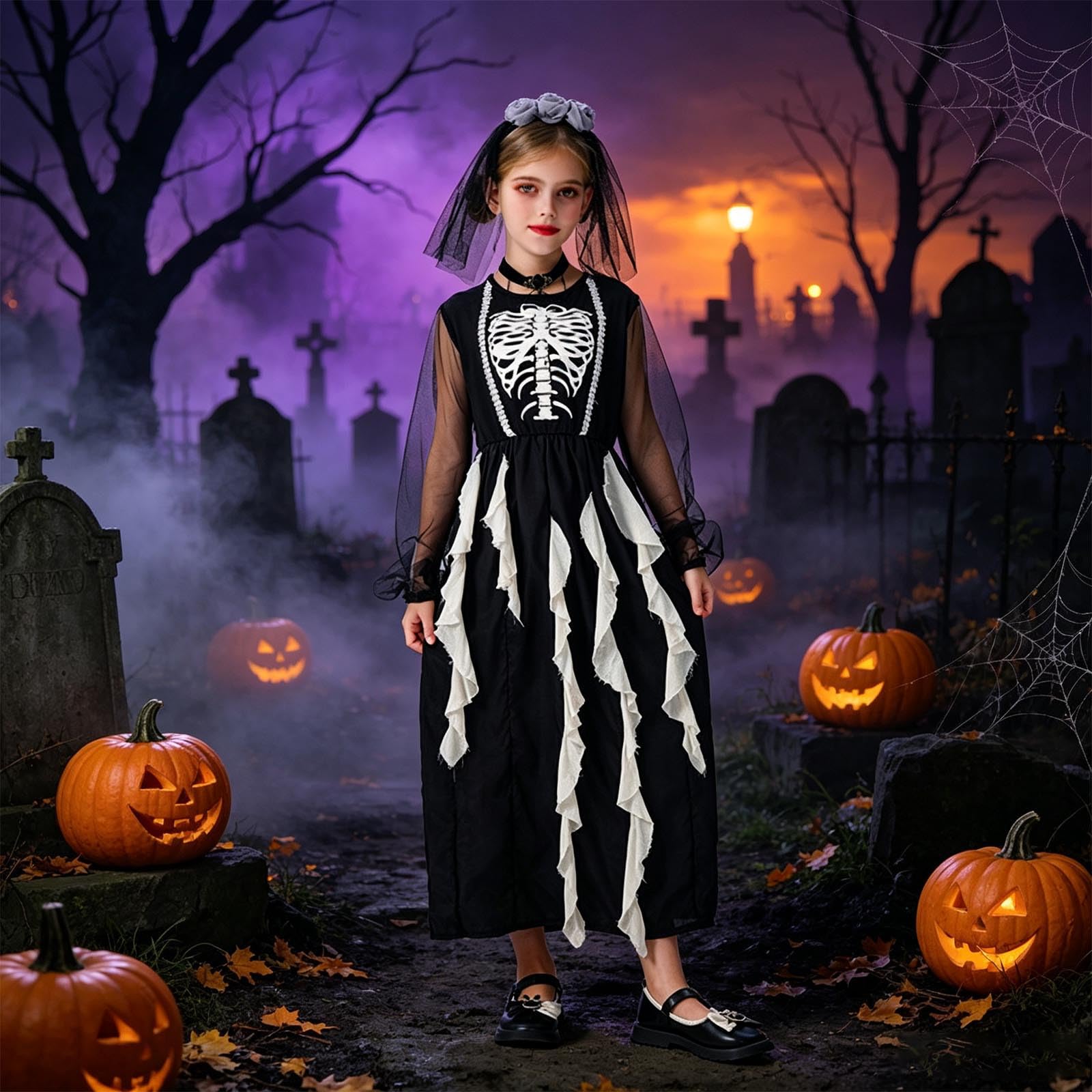 Hexenkostüm Halloween Kostüm Kind Halloween Karneval Festzug Outfit Kinder Hexe Set Violett Prinzessin Kleid Für Faschingskostüme Karneval Kostüm Mottoparty Accessoiresf