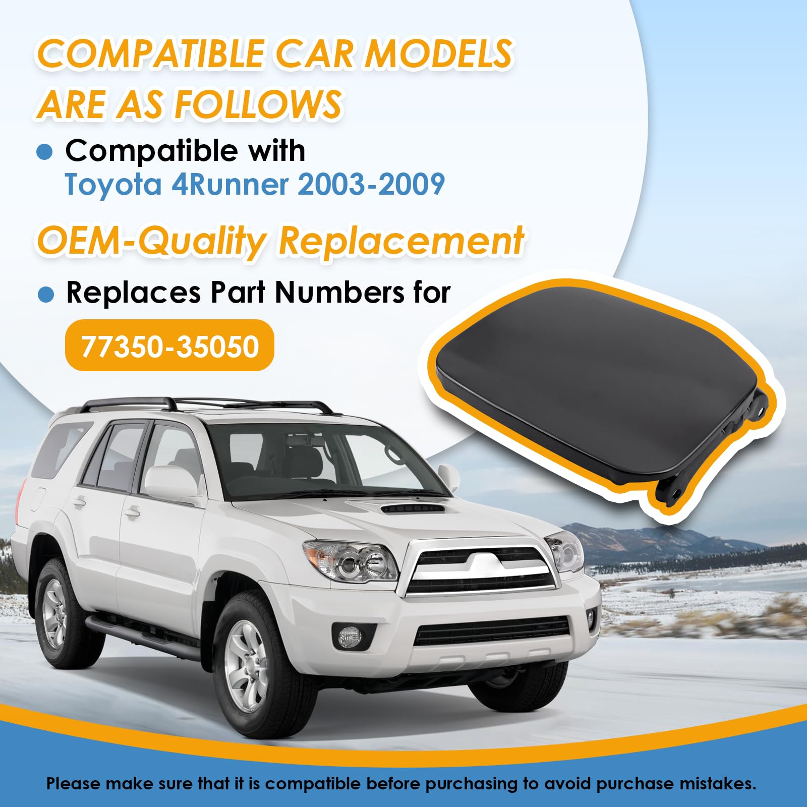 MiCCiKA 77350-35050 Fuel Filler Lid Compatible with Toyota 4Runner 2003-2009 Gas Tank Door Lid, Replace OE for 77350-35050 7735035050