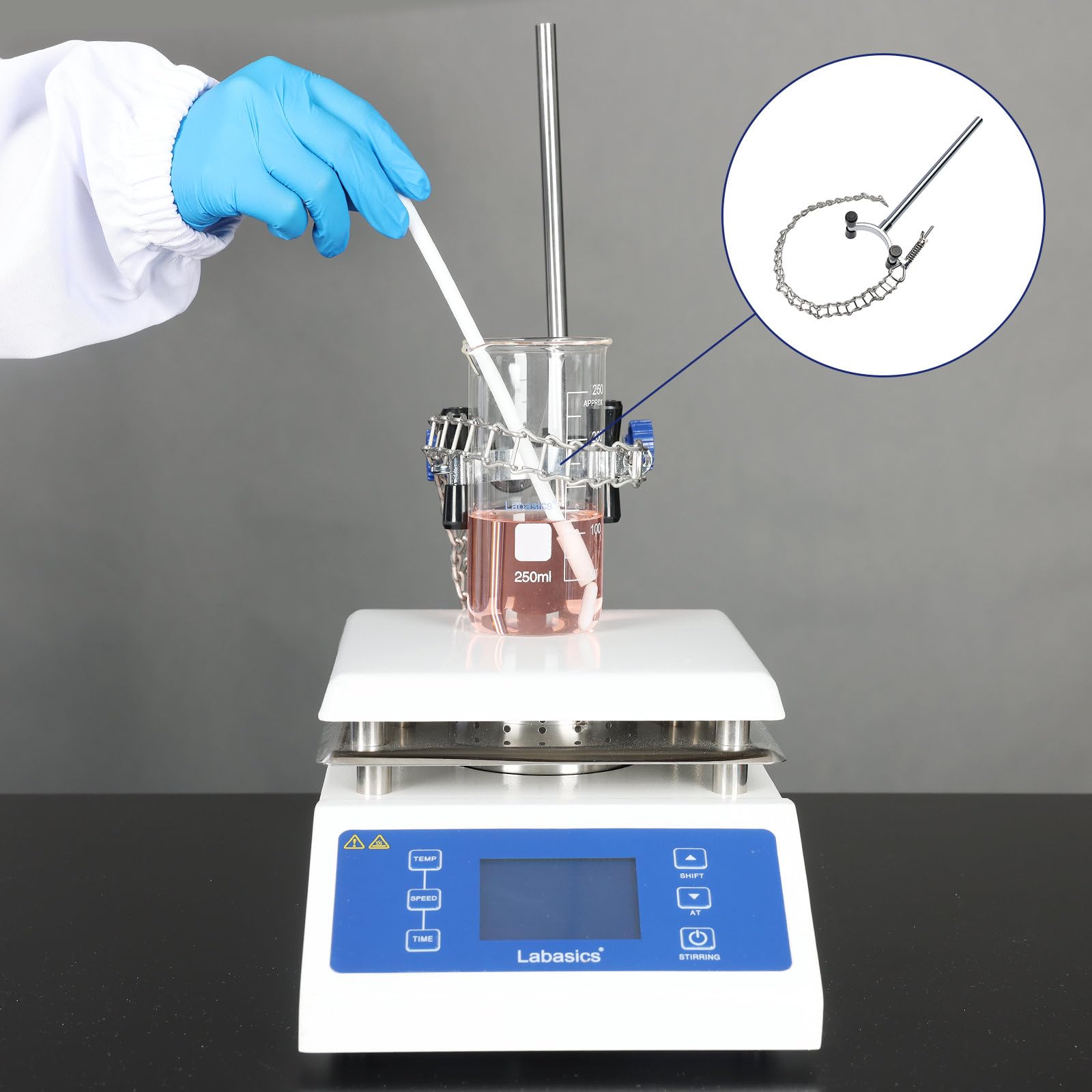 Labasics Support de Pince à Chaîne de Laboratoire, Pince de Verrerie de Laboratoire Réglable avec taille de Maintien de 3,99-14,5 cm pour Béchers, Fioles, Condensateurs, Accessoires de Laboratoire