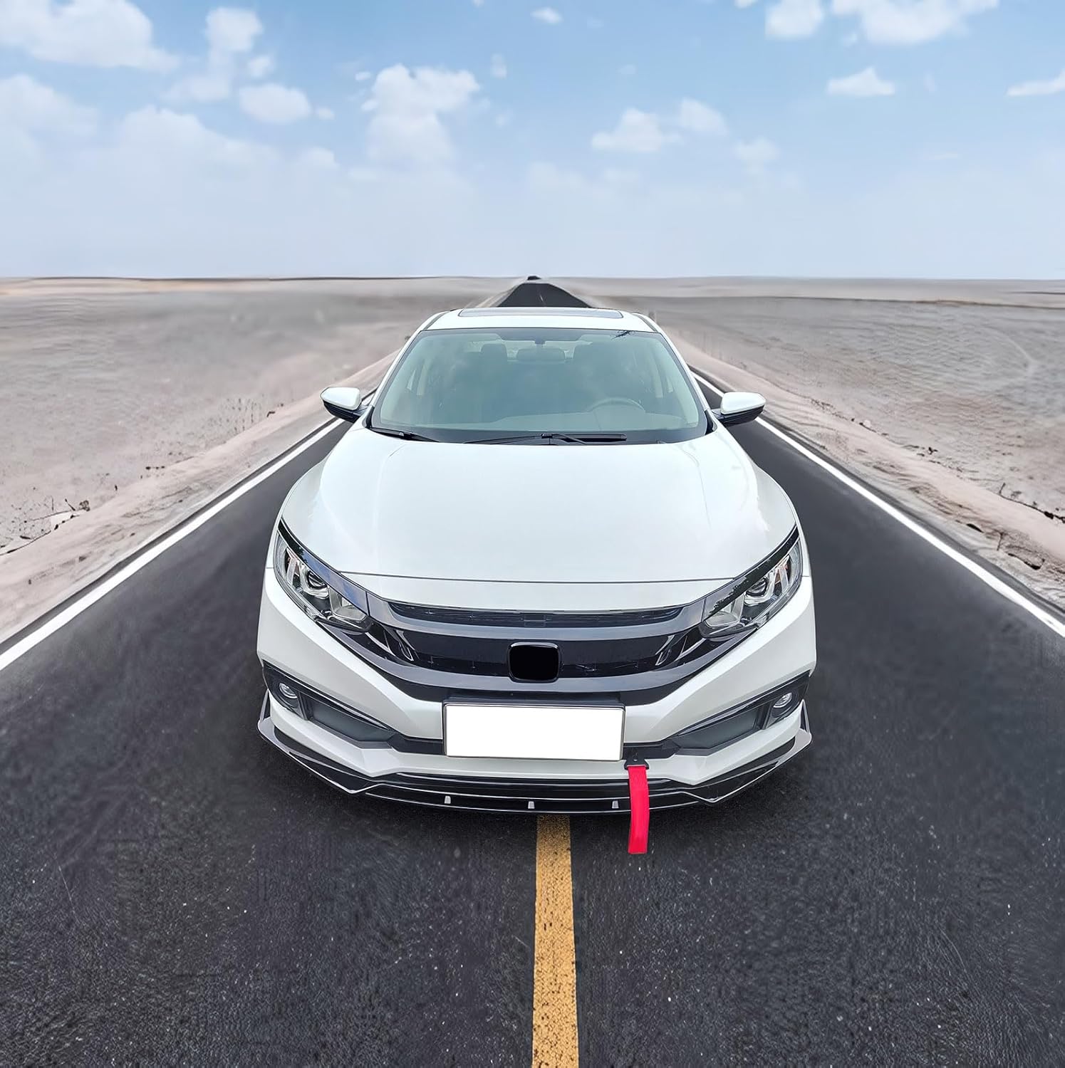 IKON MOTORSPORTS, Front Bumper Lip Compatible with 2019-2021 Honda Civic, V3 Style Gloss Black Front Lip Chin Spoiler 2PC
