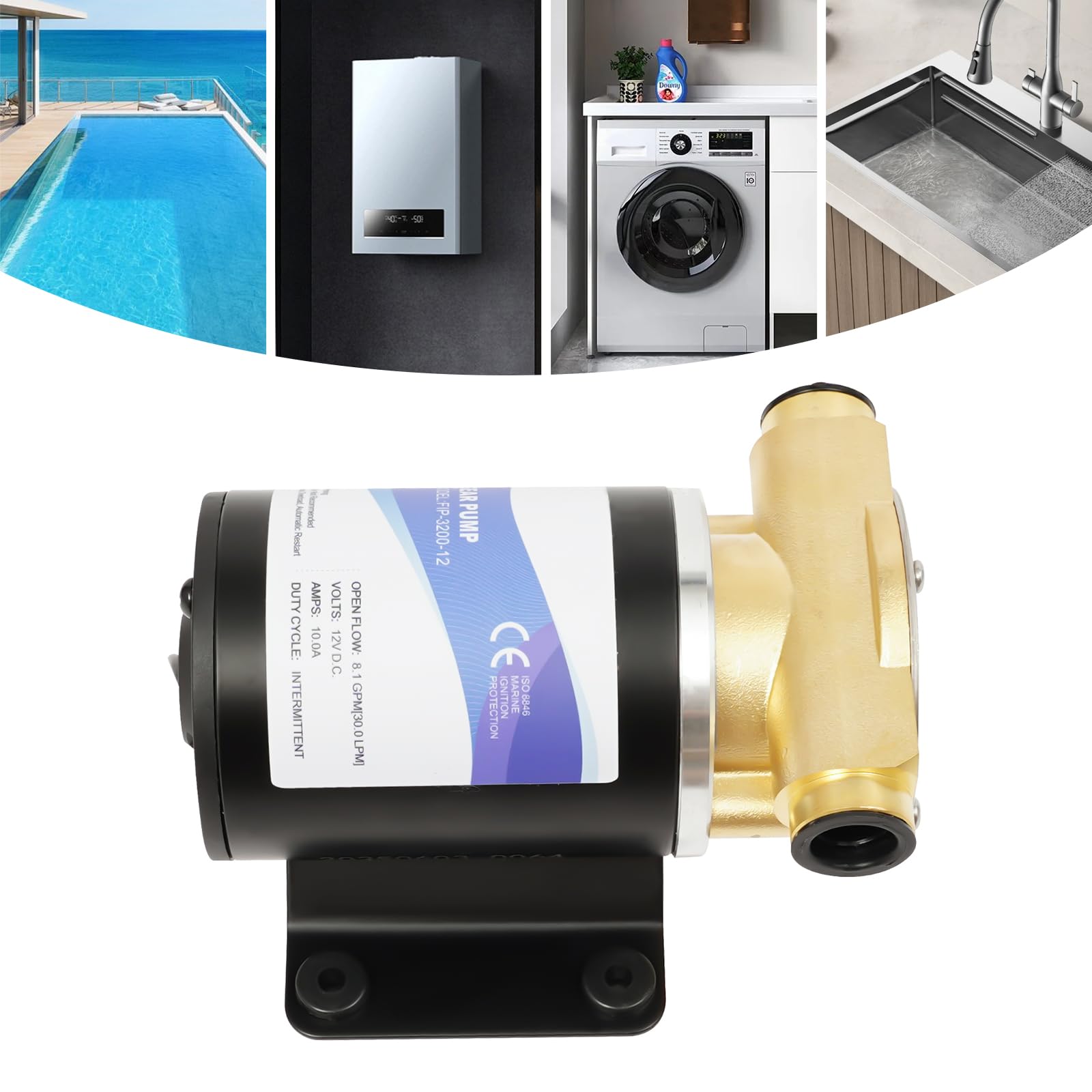 Bomba de agua de 120 W CC, 2850 rpm, silenciosa autocebante, 30/23 l/min, bomba sumergible para agricultura, jardín, estanque y drenaje de barcos (30 litros por minuto)