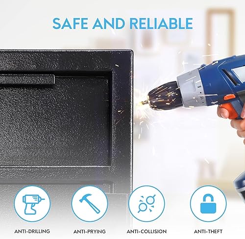 Miniatura 4 de Caja fuerte resistente de 3.5 pies cúbicos para negocios con teclado digital, caja fuerte de depósito para dinero con ranura para caída, 27 x 15.7 x