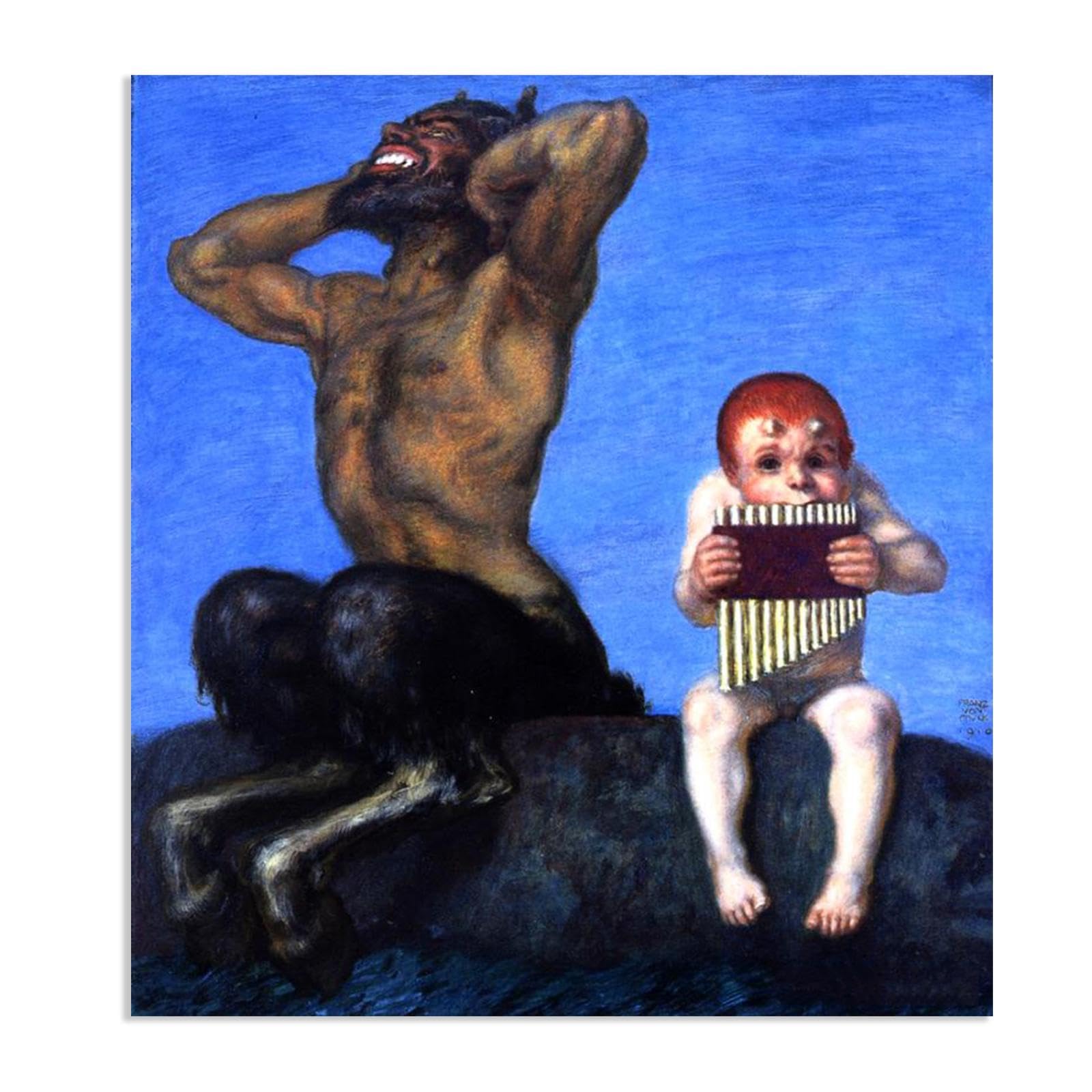 Hau3sh3a Unframed Franz Von Stuck Wall Art Print Dissonance Franz Stuck Painting Reproduction Artwork Abstract Classic Wall Decor For Living Room Bathroom Office 90X70cm(36X28in) Frameless