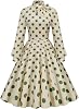 50s Style Dresses for Women Vintage 2024 Long Sleeve Polka Dot Swing Rockabilly Midi Dresses Garden Party Dress