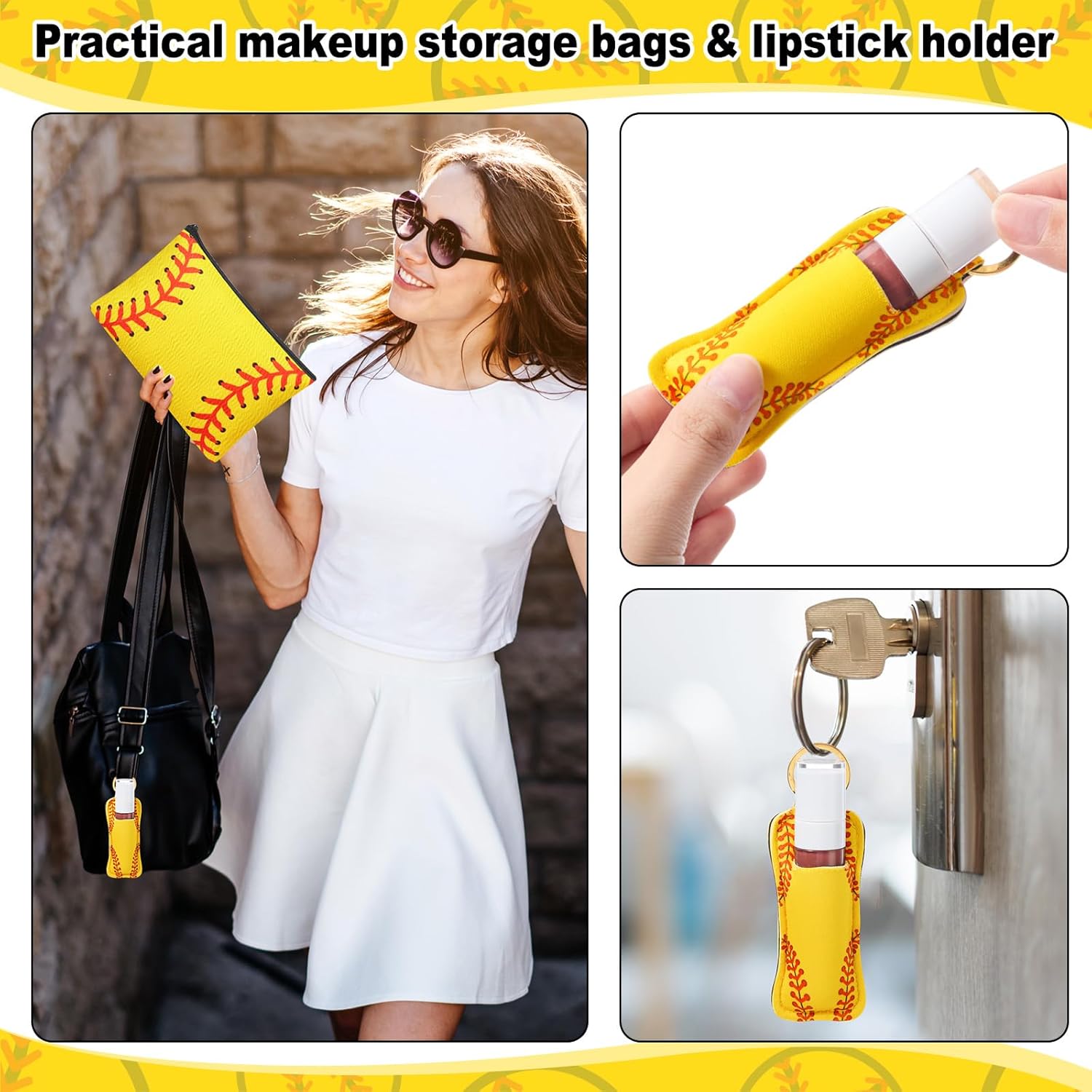 40 Pcs Softball Team Gifts Bulk 10 Softball Water Bottles 10 Cooling Towels 10 Cosmetic Bags 10 Lipstick Holders, Chilly Ice Towel Squeeze Water Bottles Girl Summer Sports Party Favors Coach Gifts