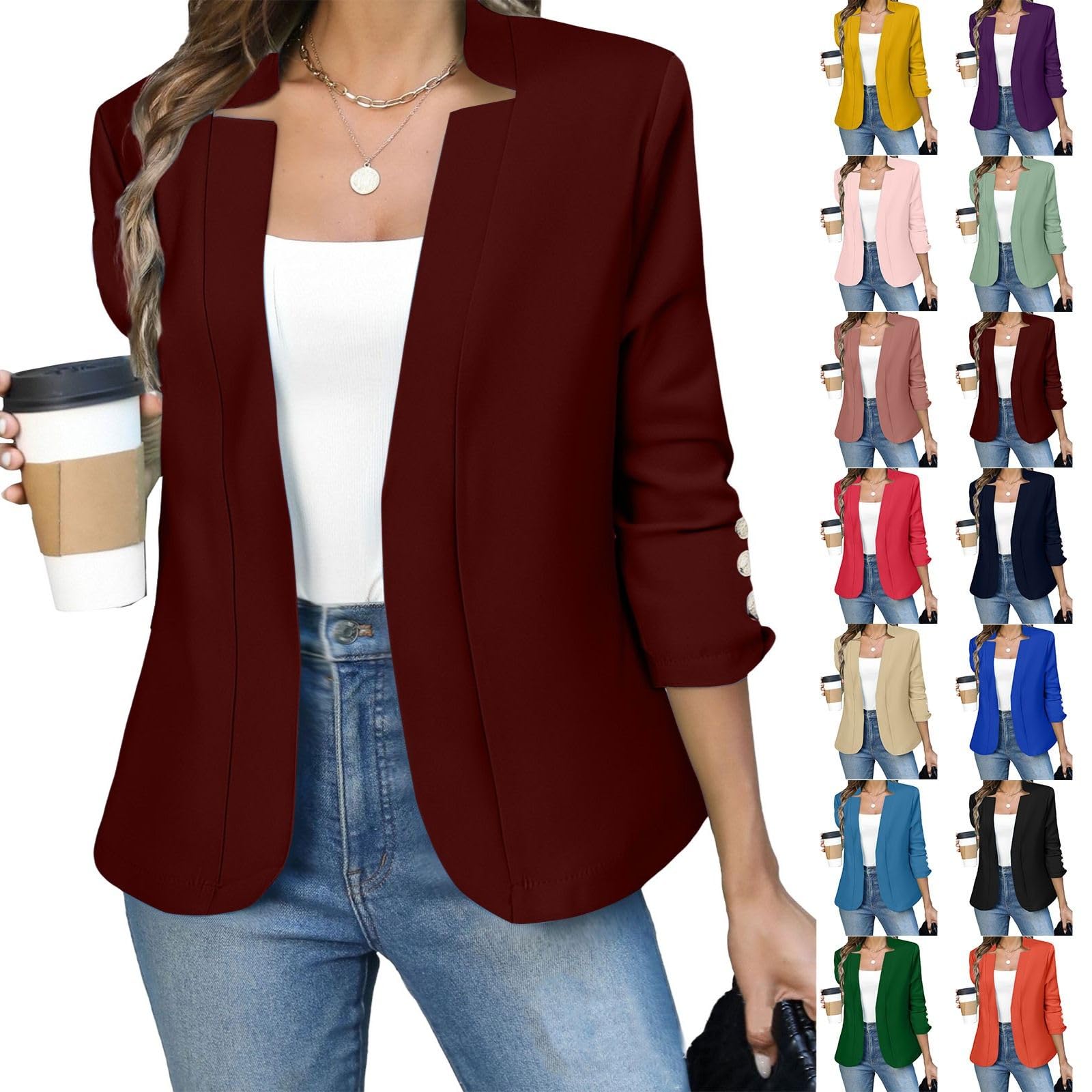 Business Blazers for Women Casual Fall Open Front Long Sleeve Work Office Suit Dressy Lightweight Y2K Jackets Outfits