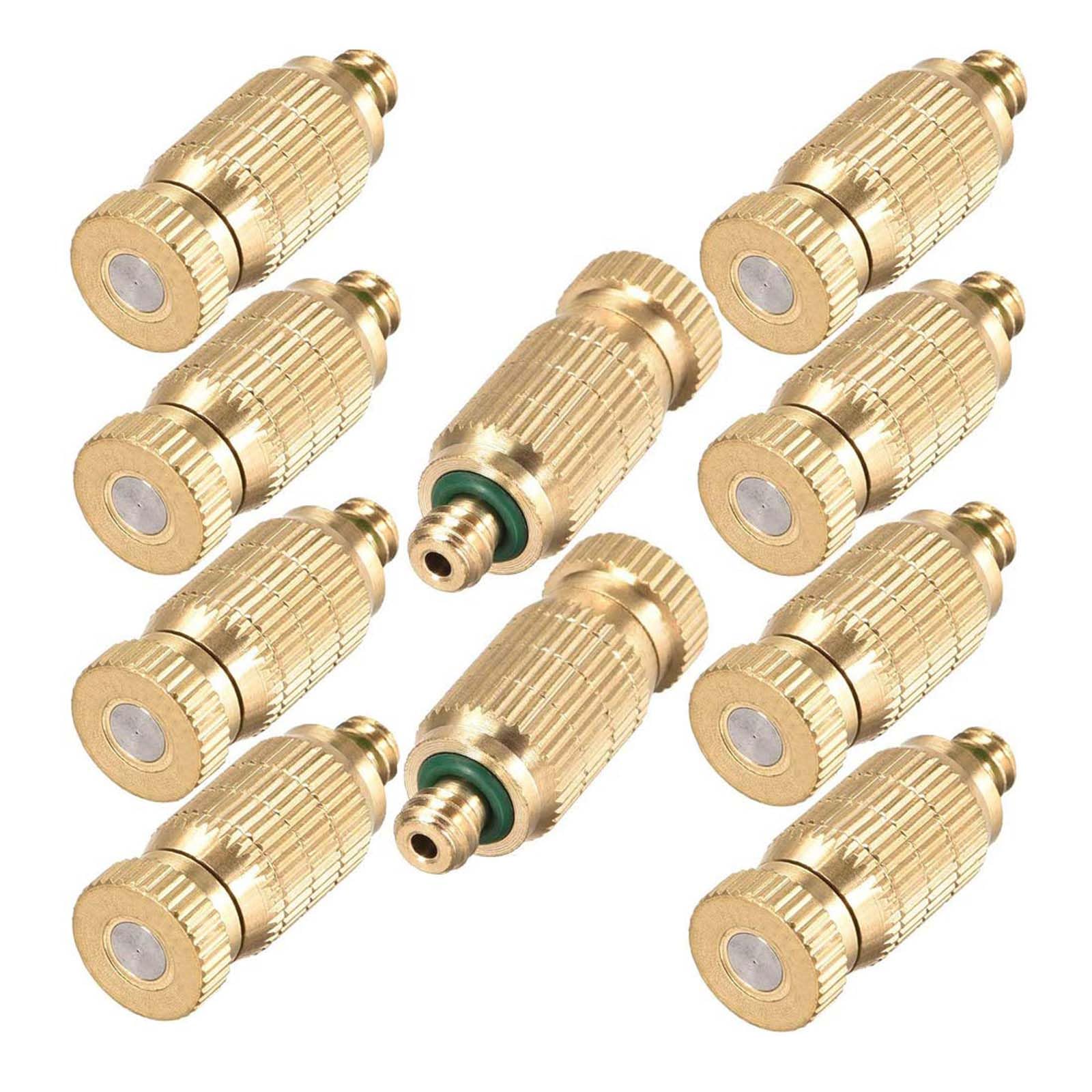 Juego de 50 boquillas de latón para pulverización, cabezales nebulizadores de baja presión para refrigeración exterior y jardinería. Nebulizador de agua de alta presión con boquilla roscada de 2 sec