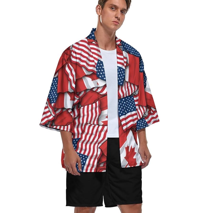 Kanata USA国旗デザインカーディガン 値下げ交渉OKです。 Amazon.co.jp: 夏服 カナダ アメリカの旗 着物カーディガン