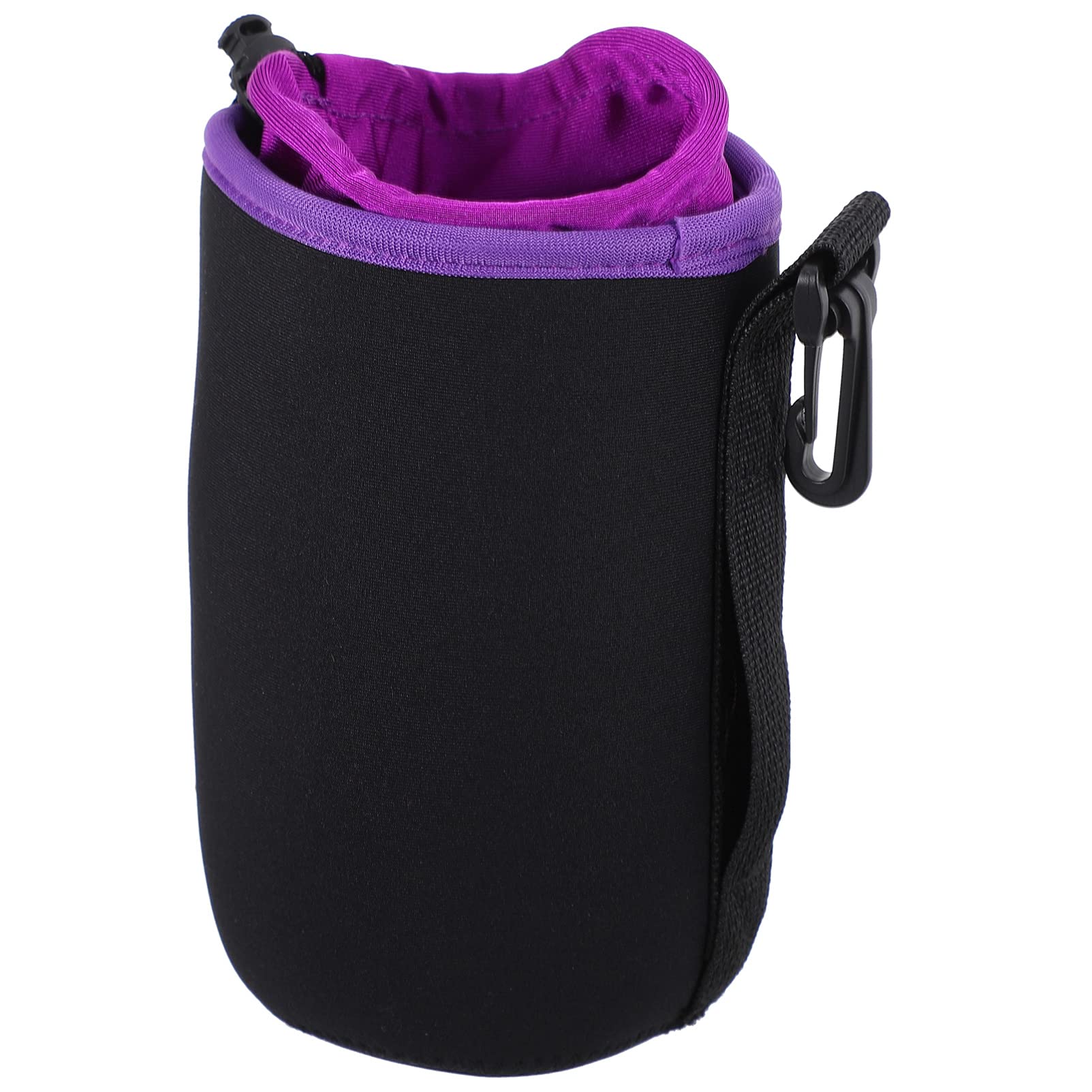 SOLUSTRE Camera Lens Case Black Drawstring Soft Pouch Bag Waterproof Shockproof Size L, Black Purple, 24x10x9cm - Image 2