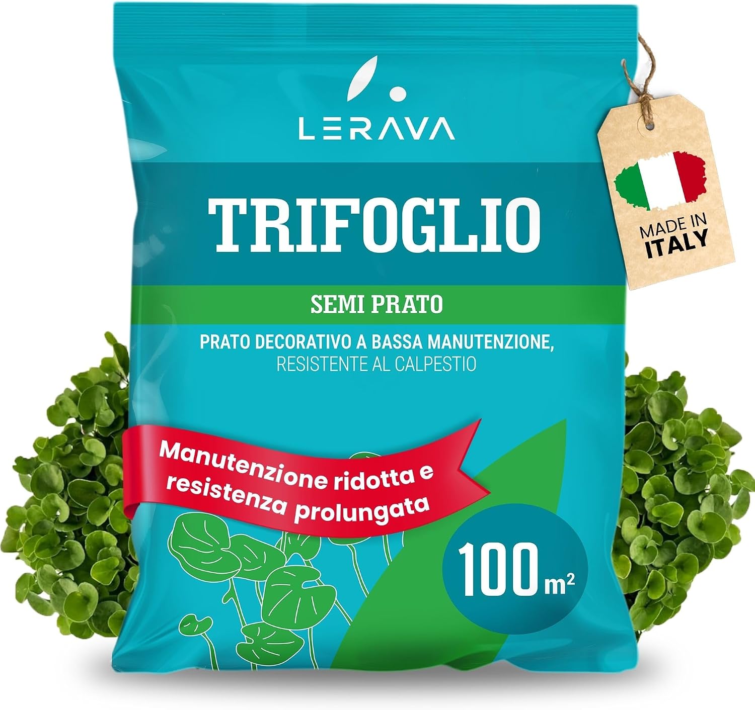 LERAVA® White Clover (100 m²) - Natural Nitrogen Fixer - Strisciant Cover I Improves Soil Fertility - Lawns and Gardens