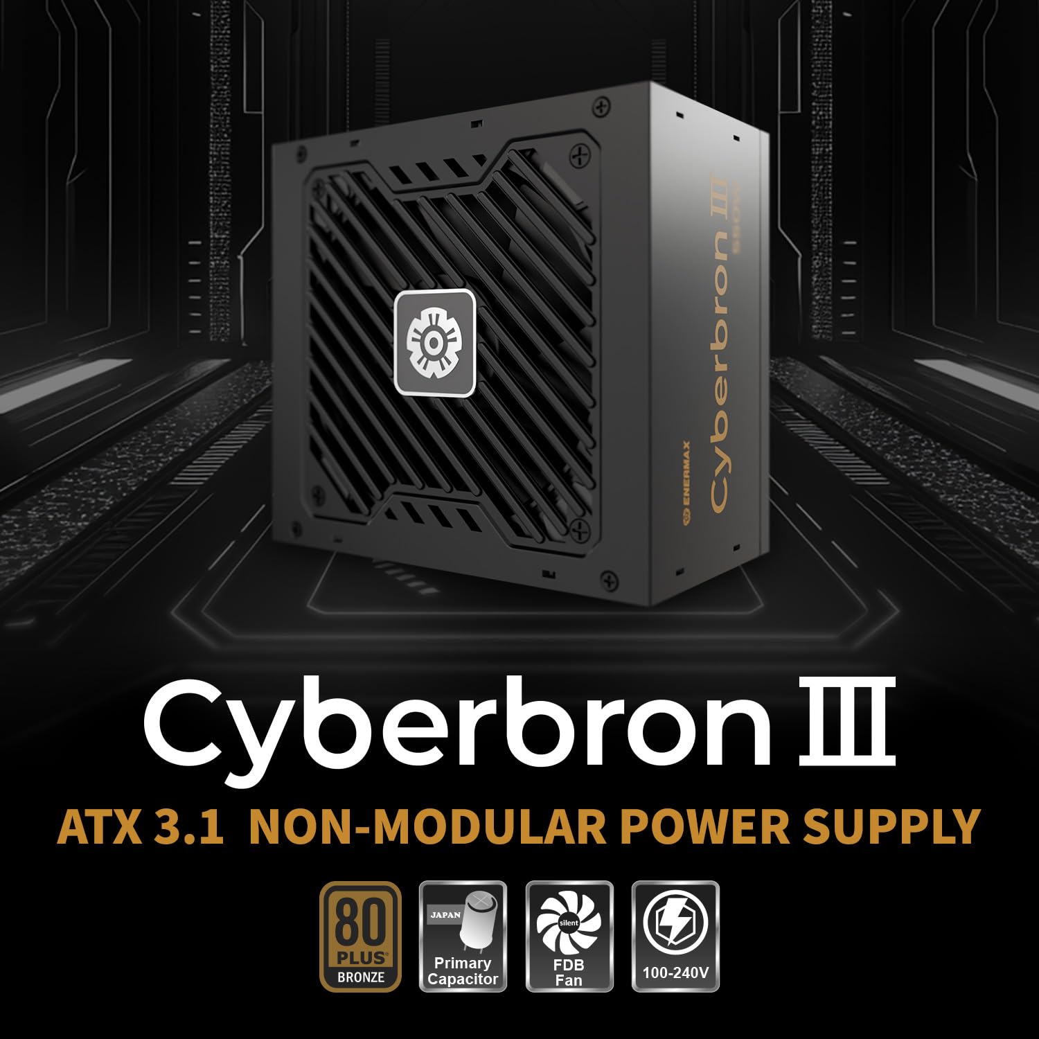 ENERMAX CYBERBRON III 750 W | niemodułowy zasilacz ATX 3.1 | PCIe 5.1|80 Plus Bronze|cichy wentylator FDB 120 mm | DC do DC z jap. Kondensatory|EMB750EWT-NAC