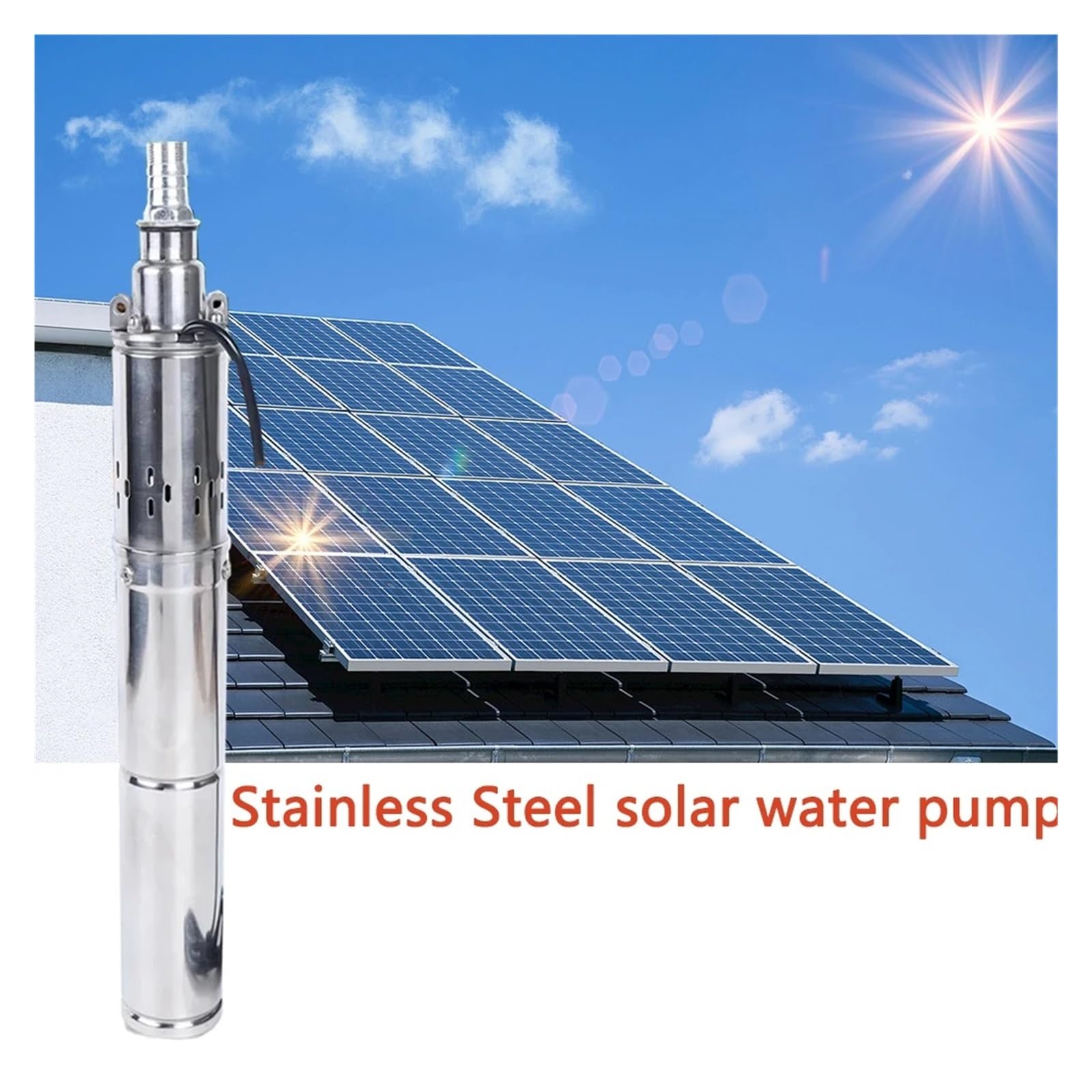 Bomba De Agua Sumergible Solar Sin Escobillas Con Controlador Integrado Y Bomba De Tornillo Solar For Pozos Profundos(370W)