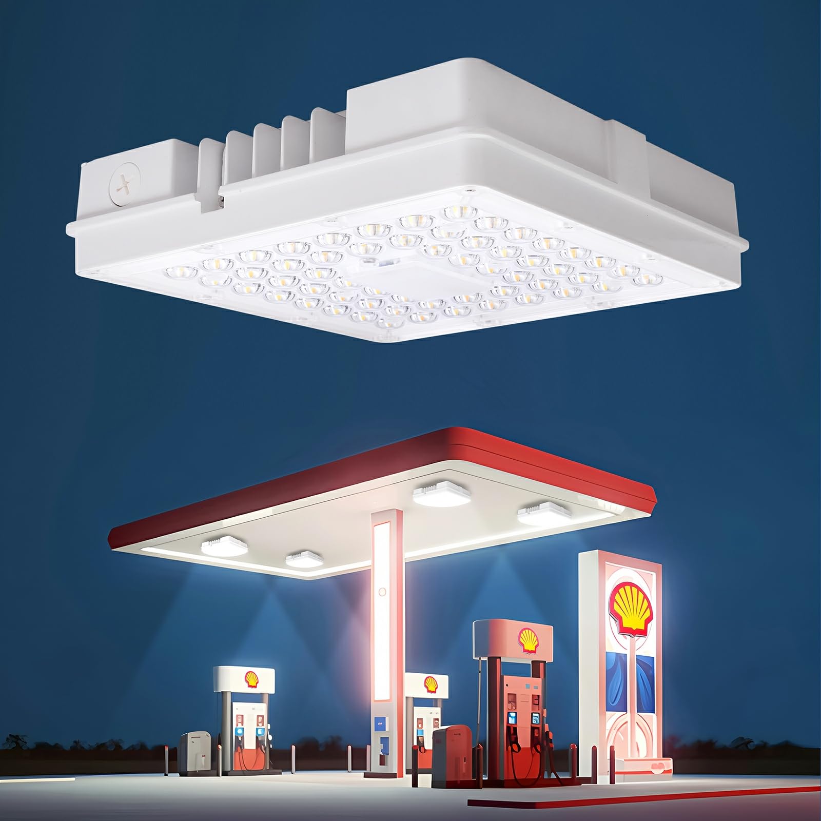 Singcenwon LED Canopy Light 120W 5000K 18000LM, 60/80/100/120W Selectable Wattage, LED Canopy Lights Outdoor, Gas Station Carport Ceiling Light for Garage Shop, 0-10V Dim 100-277VAC, ETL Listed