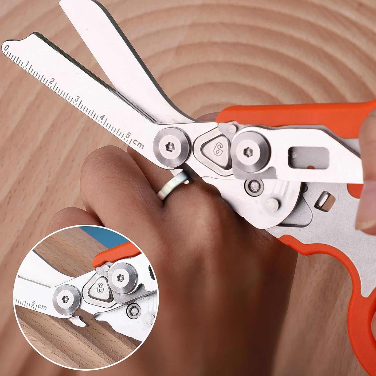 Pinza Multiuso, Multitool in Acciaio Inox con Fodero Portatile, Pinza Multifunzione Autobloccante, Pinza Pieghevole, Campeggio, Riparazione, Emergenza, Arancio
