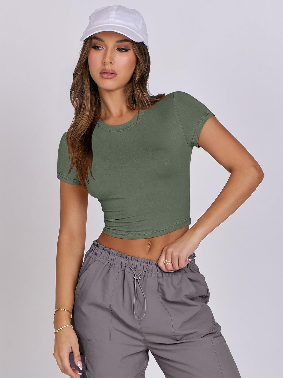 ANRABESS Womens Basic Tee Summer Outfits Crewneck Short Sleeve Crop Tops Slim Fitted T Shirts Y2k 2026 Trendy Clothing - Image 7