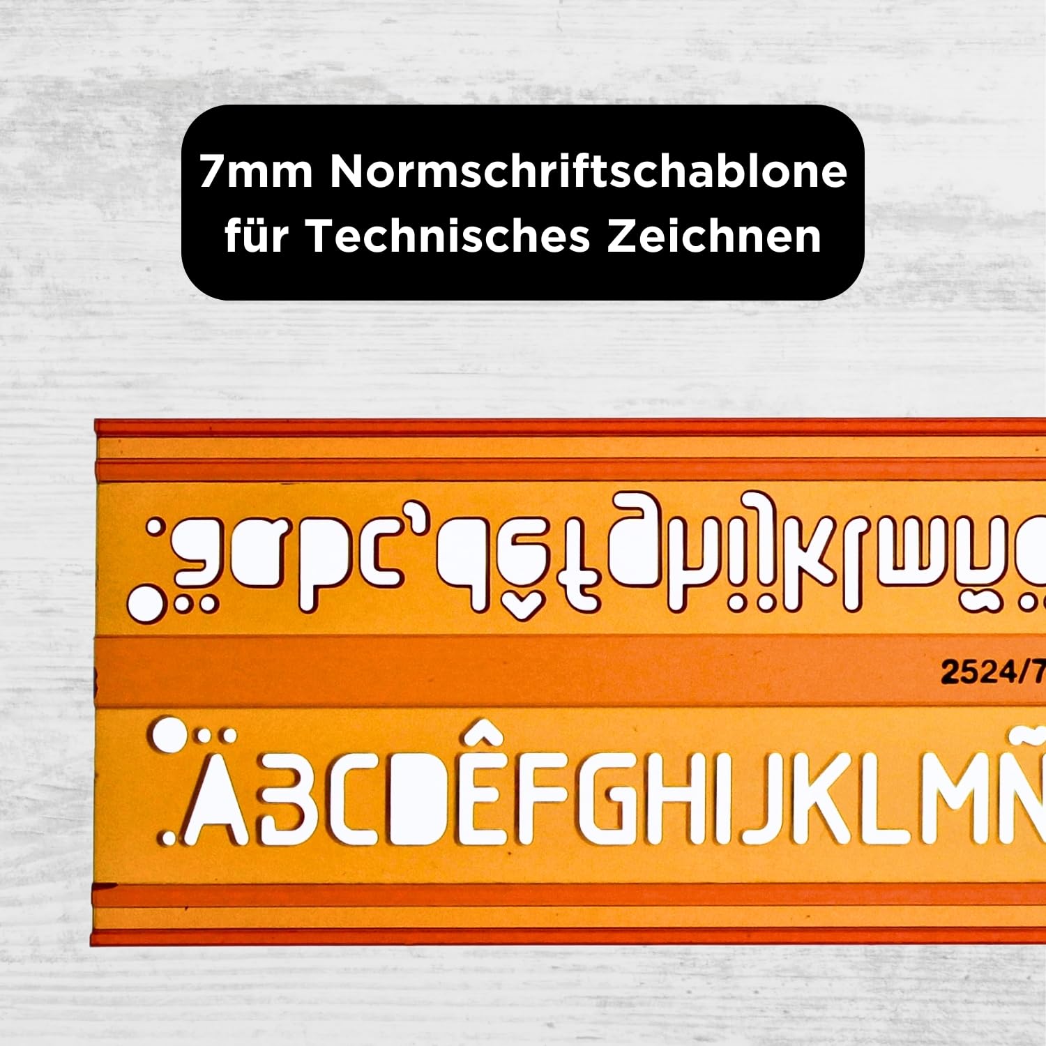 7mm Schriftschablone - Normschriftschablone 7mm - Schriftschablone Technisches Zeichnen - Schrift Schablone 7 mm - Isonorm Gerade Mittelschrift Schablone