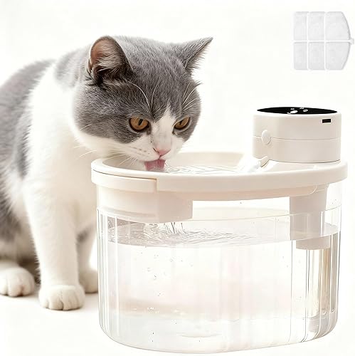 Miniatura 10 de Fuente de agua inalámbrica para gatos con sensor de movimiento, bomba silenciosa inalámbrica automática para mascotas, funciona con pilas,