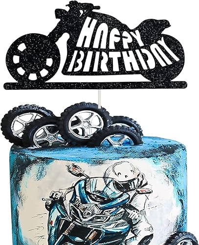 Miniatura 3 de 25 piezas de decoración de pastel de cumpleaños para motocicleta y decoración de cupcakes de motocicleta para niños, niñas y hombres, decoración de