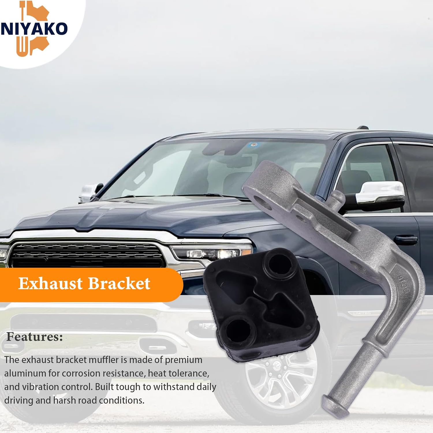 Rear Right Exhaust Bracket Muffler Support Rubber Isolator Hanger Kit Replacement# 68395841AA 68519121AA 68410310AB 68410310AA Fit 2019-2025 Ram 1500
