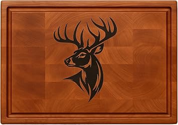Maple End Grain Cutting Board with Walnut Deer Inlay