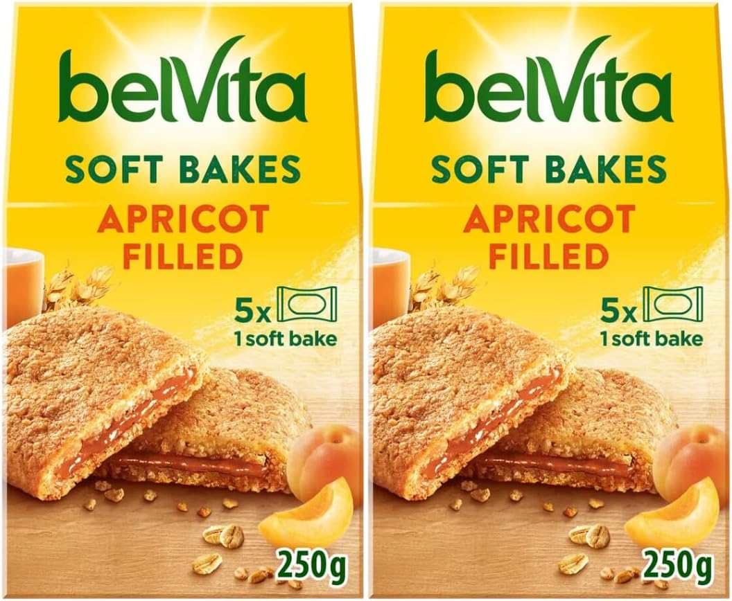 Credo GiftsBreakfast Biscuits Bar Bundle With Belvita Soft Bakes Apricot Filled 5x50g Bars 250g Box (2 Pack)