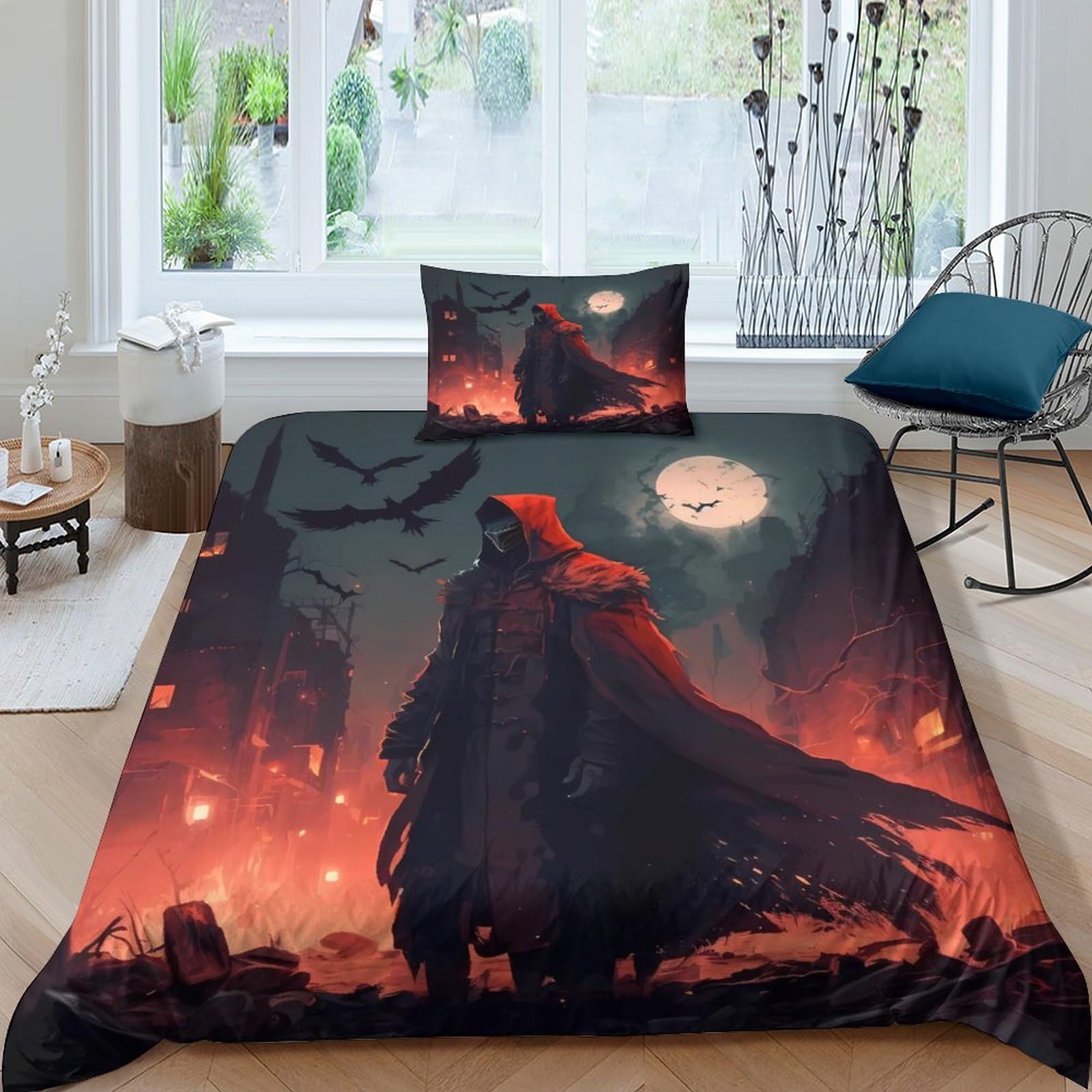 Housse de literie junior imprimé 3D géométrique AI4 avec taie lit 135x200cm
