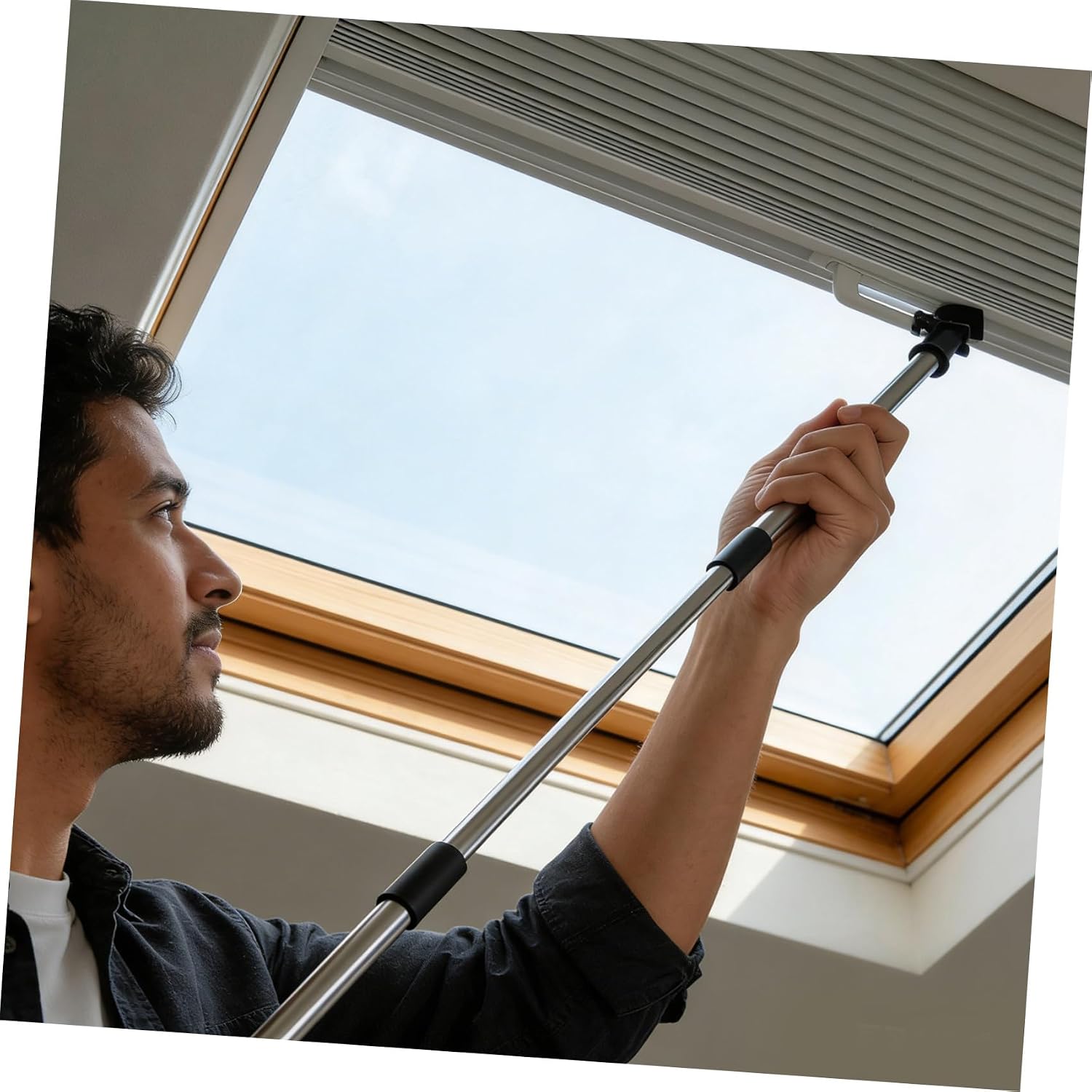 Opener Pole with 3/4" Threaded Hook, 40cm Extendable Awning Opener Rod for High Windows, Window Curtains and Blinds Control Tool for Home Use