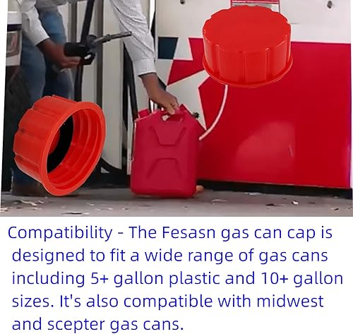 Miniatura 6 de Fesasn Tapa de repuesto para latas de gasolina de 5 galones con estilo de rosca gruesa, se adapta a tapas de transporte de latas de gasagua para